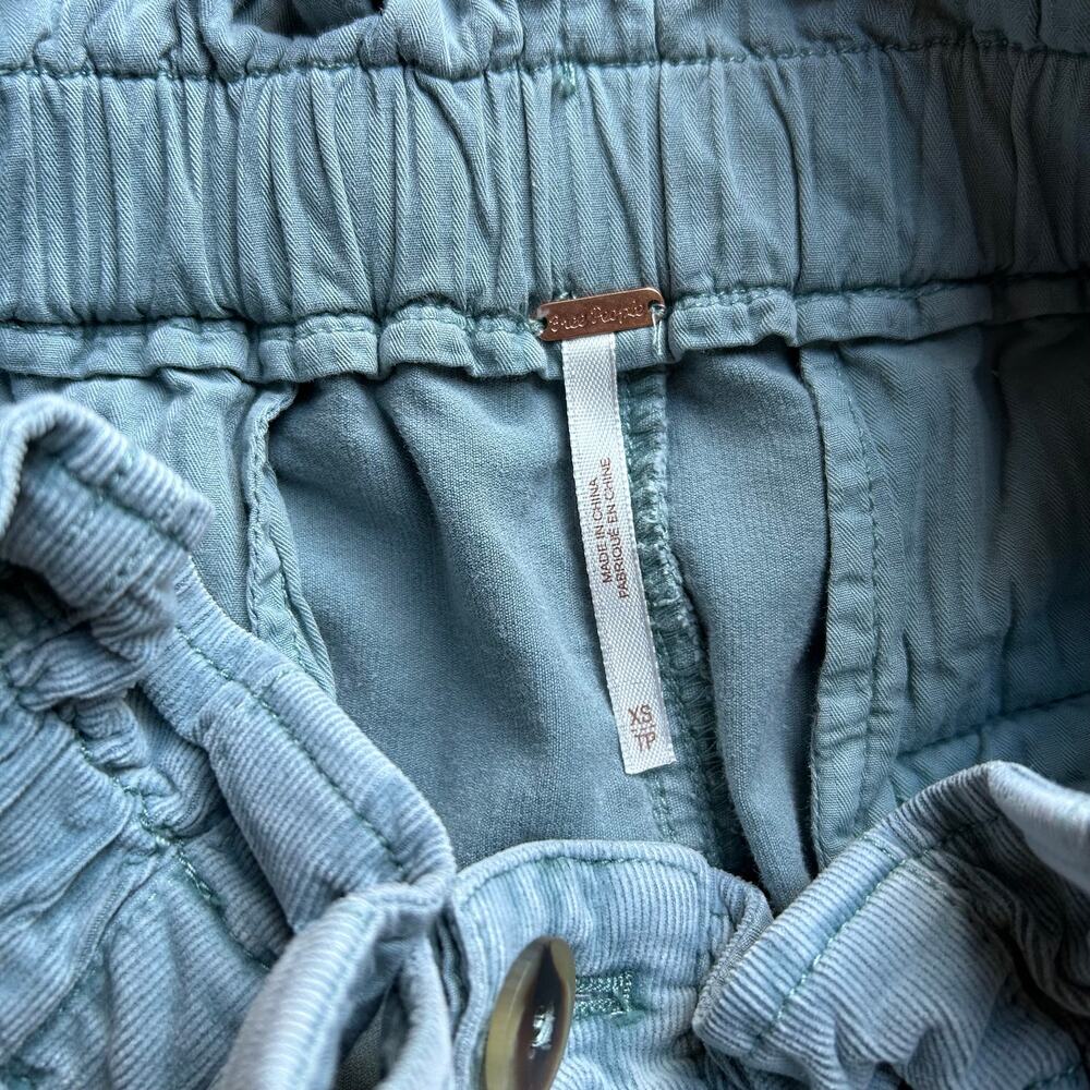 Free People Light Blue Corduroy Paperbag Waist Pleated Trouser Pants XS - Picture 11 of 14